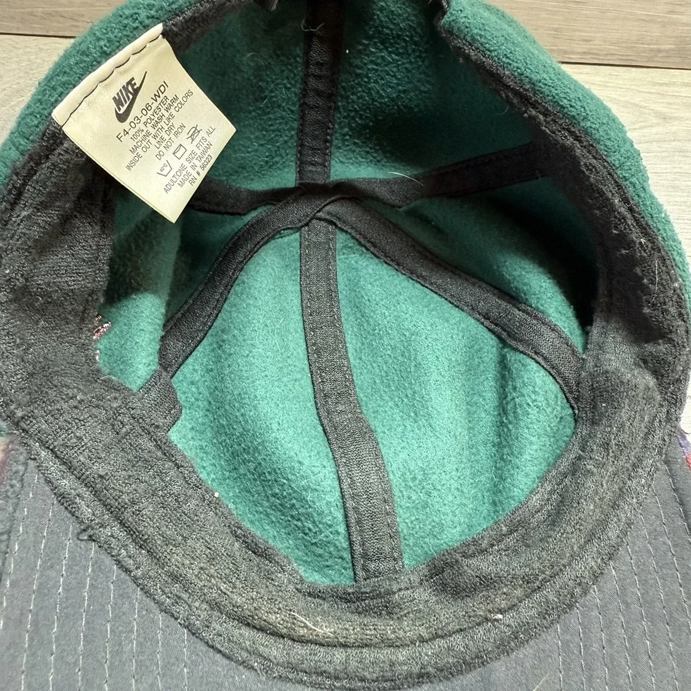 Vtg Nike Fit Fleece Hat Aztec Print Green Geometric Ball Cap RARE!